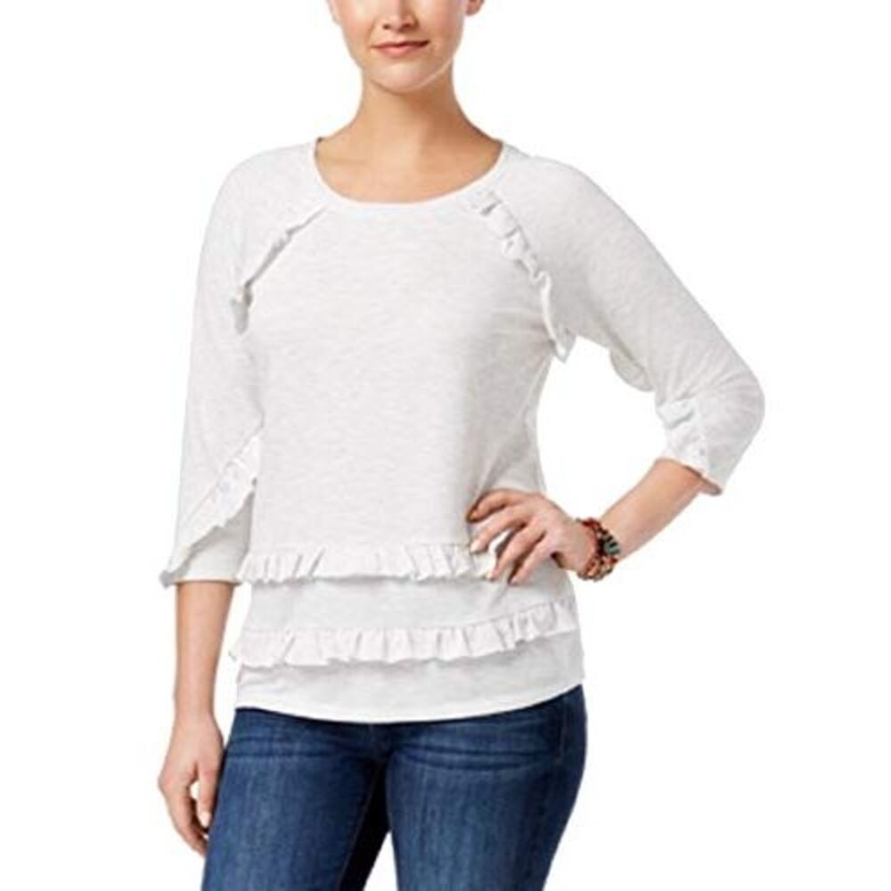 Style & Co Ruffled Raglan Top - Picture 2 of 5